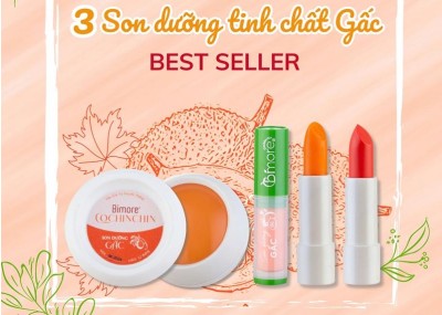 Dưỡng môi nhẹ và hồng mịn với BST 3 son dưỡng tinh chất gấc